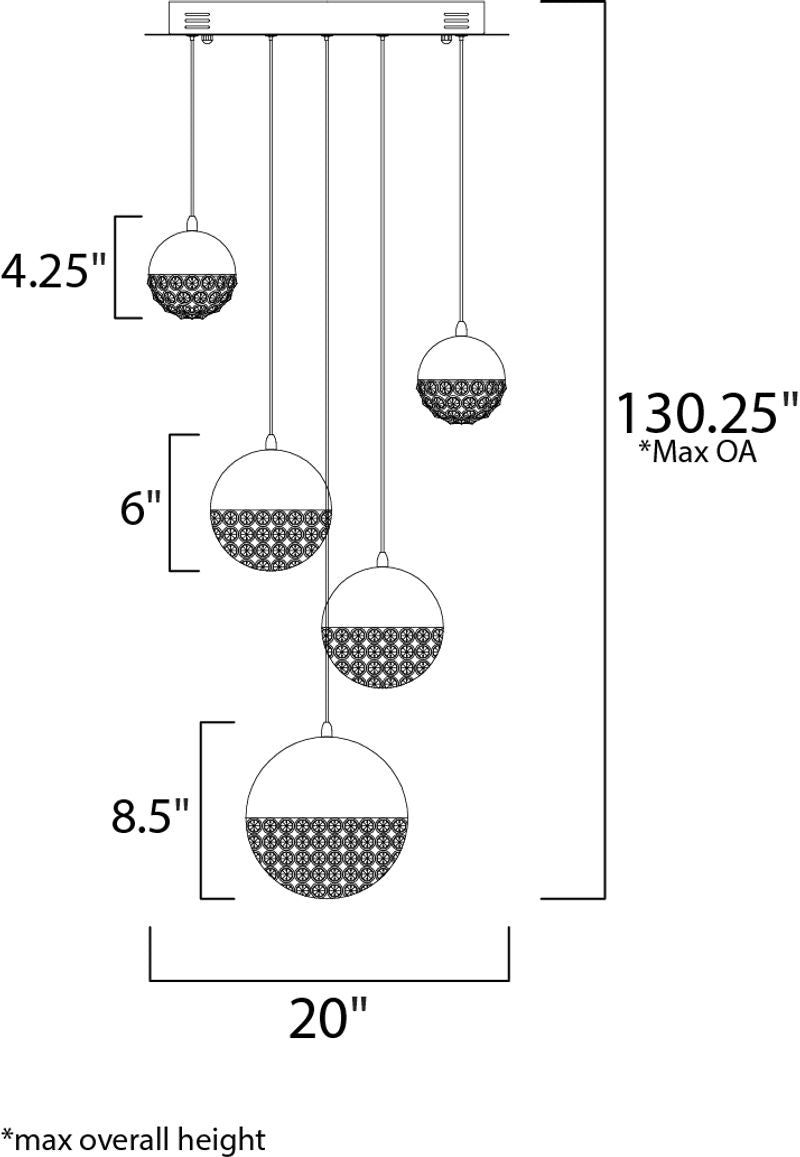 Eclipse 20' 5 Light Multi-Light Pendant in Polished Chrome