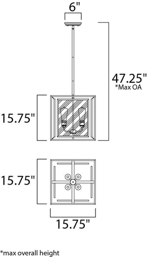 Era 15.75' Wide 4 Light Multi-Light Pendant using E26 Medium ST64 Incandescent Bulbs in Black