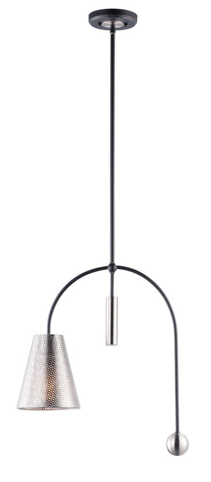 Filter 7' Single Light Mini-Pendant in Black and Satin Nickel