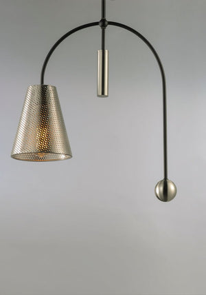 Filter 7' Single Light Mini-Pendant in Black and Satin Nickel