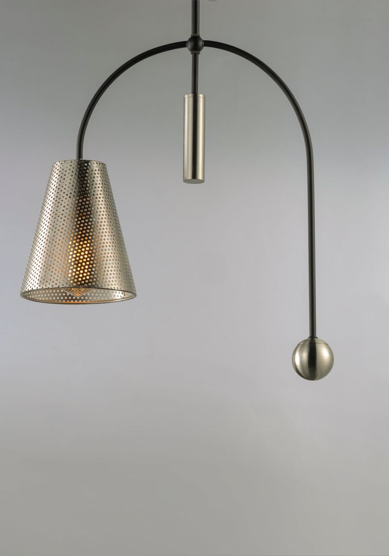Filter 7' Single Light Mini-Pendant in Black and Satin Nickel