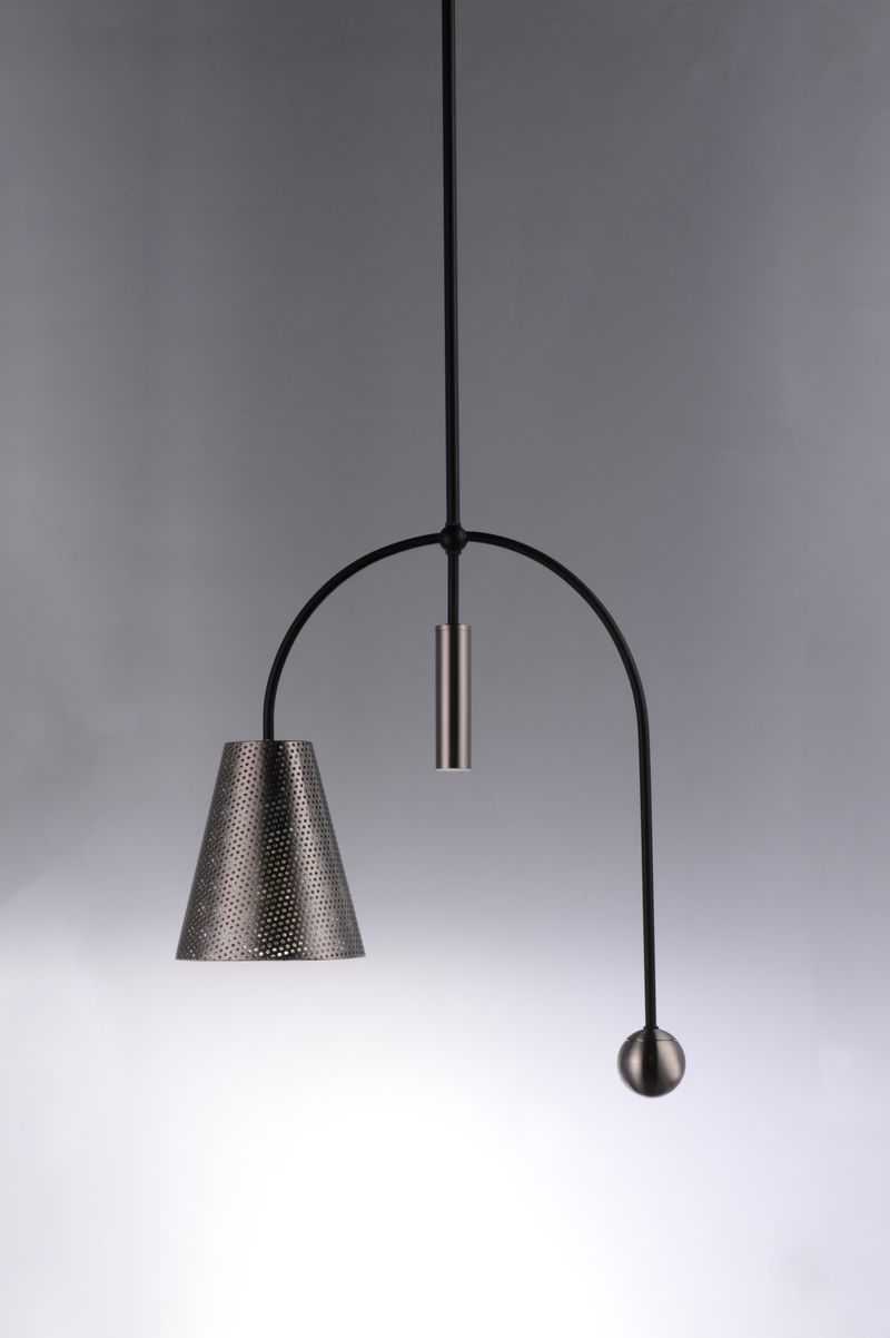Filter 7' Single Light Mini-Pendant in Black and Satin Nickel