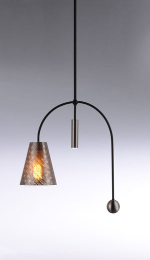 Filter 7' Single Light Mini-Pendant in Black and Satin Nickel