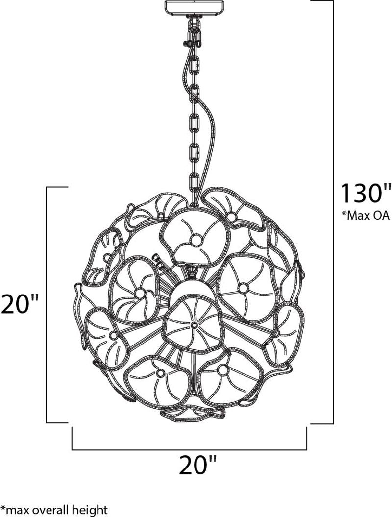 Fiori 20' 12 Light Single Pendant in Polished Chrome