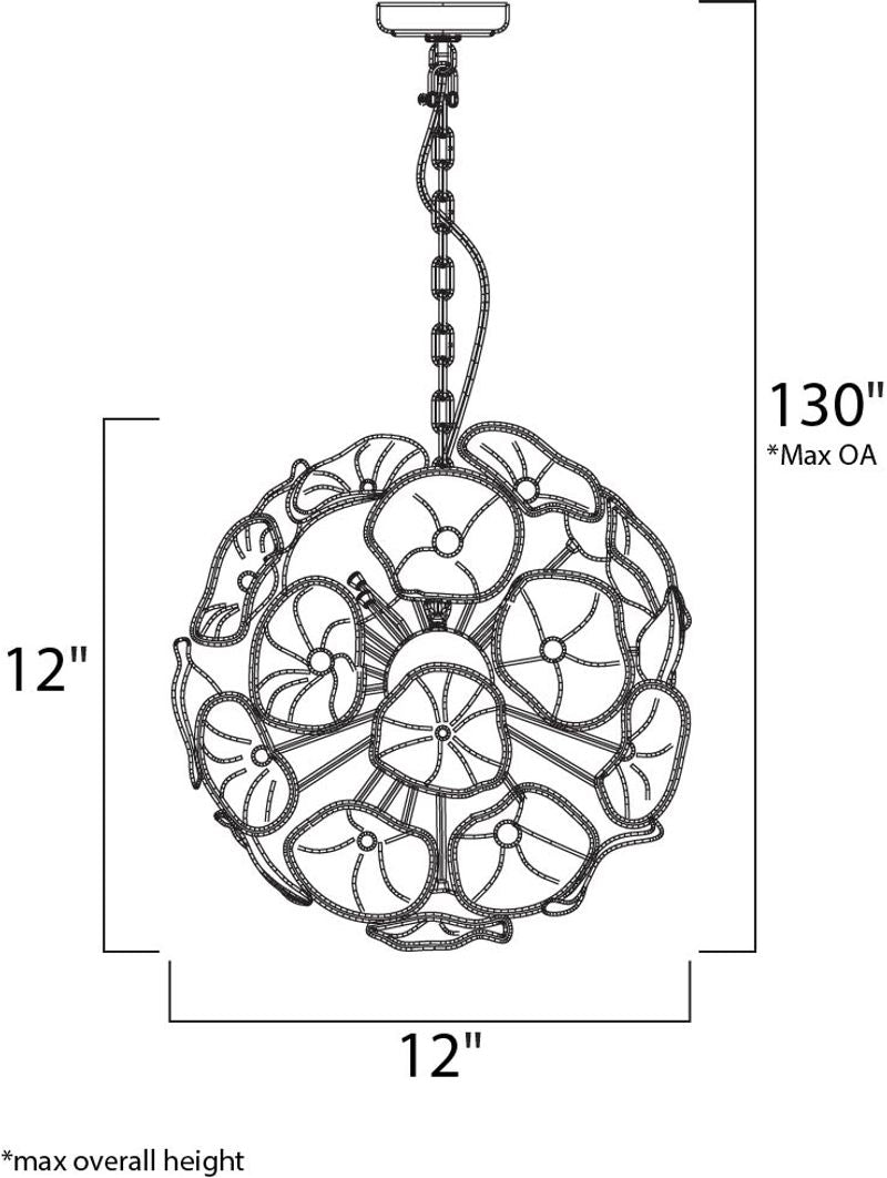 Fiori 12' 8 Light Single Pendant in Polished Chrome