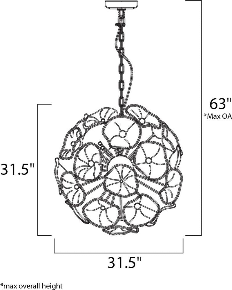 Fiori 31.5' 28 Light Single Pendant in Polished Chrome