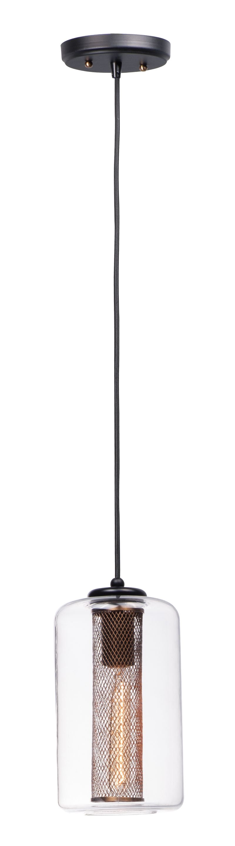 Firefly 6' Single Light Pendant in Black and Satin Brass