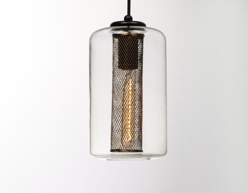 Firefly 6' Single Light Pendant in Black and Satin Brass