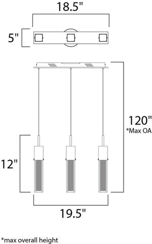 Fizz III 5' 3 Light Linear Pendant in Bronze
