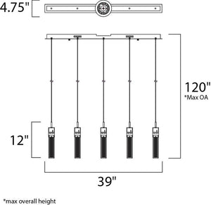Fizz III 4.75' 5 Light Linear Pendant in Polished Chrome