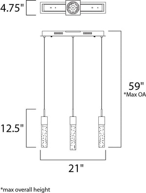 Fizz IV 2' 3 Light Linear Pendant in Polished Chrome