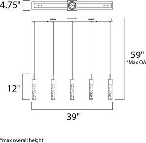 Fizz IV 2' 5 Light Linear Pendant in Polished Chrome