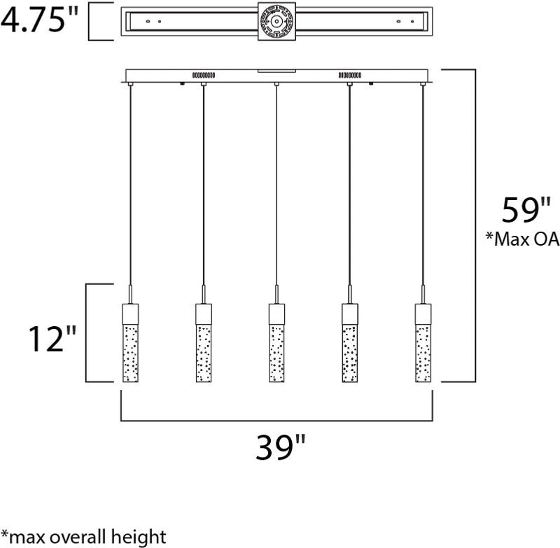 Fizz IV 2' 5 Light Linear Pendant in Polished Chrome