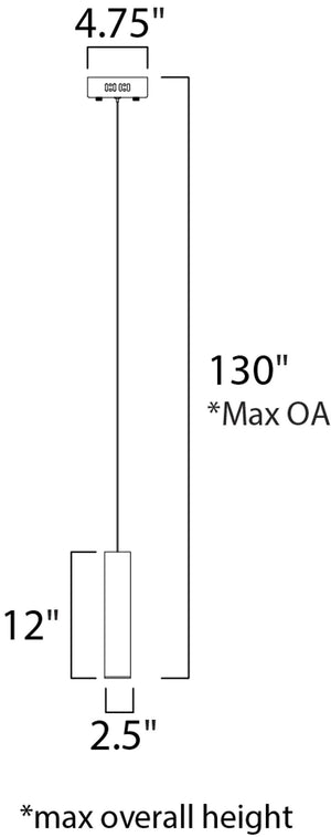 Flute 2.5' x 12' Single Light Mini-Pendant in Polished Chrome