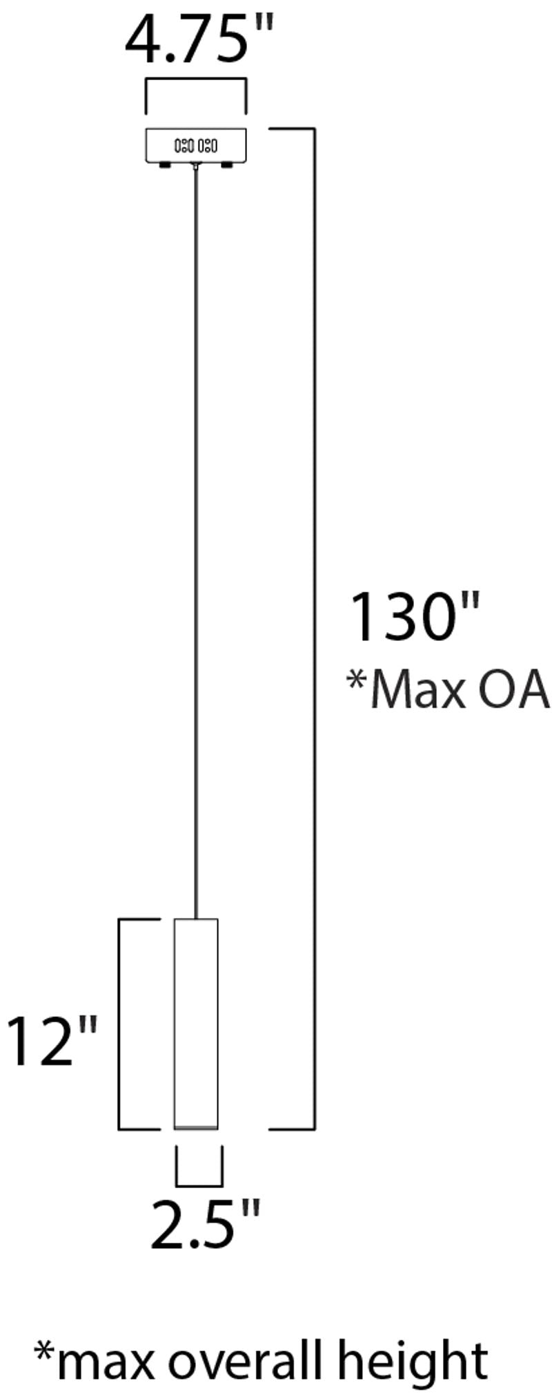 Flute 2.5' x 12' Single Light Mini-Pendant in Polished Chrome