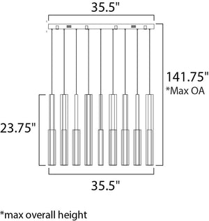 Flute 11.75' 35 Light Linear Pendant in Multi-Plated