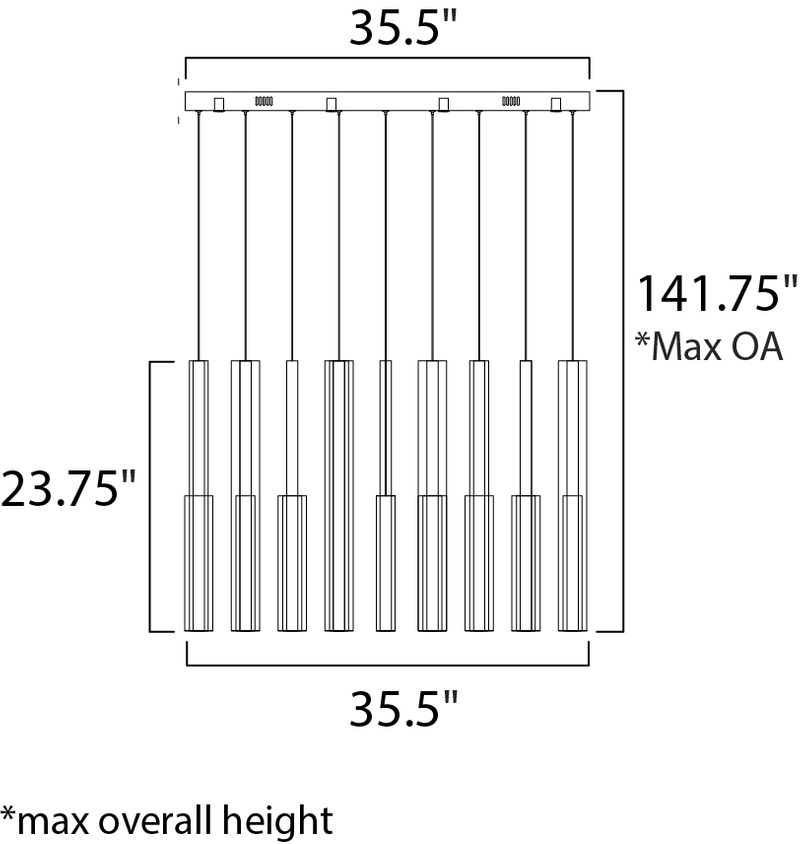 Flute 11.75' 35 Light Linear Pendant in Multi-Plated