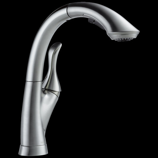 Linden Pull-Out High-Arc Kitchen Faucet in Arctic Stainless