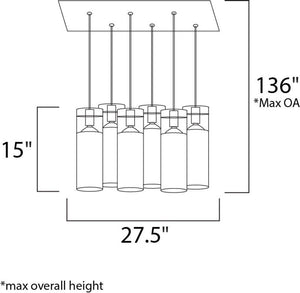 Frost 12' 6 Light Linear Pendant in Polished Chrome