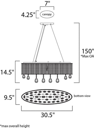 Gala 9.5' 7 Light Chandelier in Polished Chrome