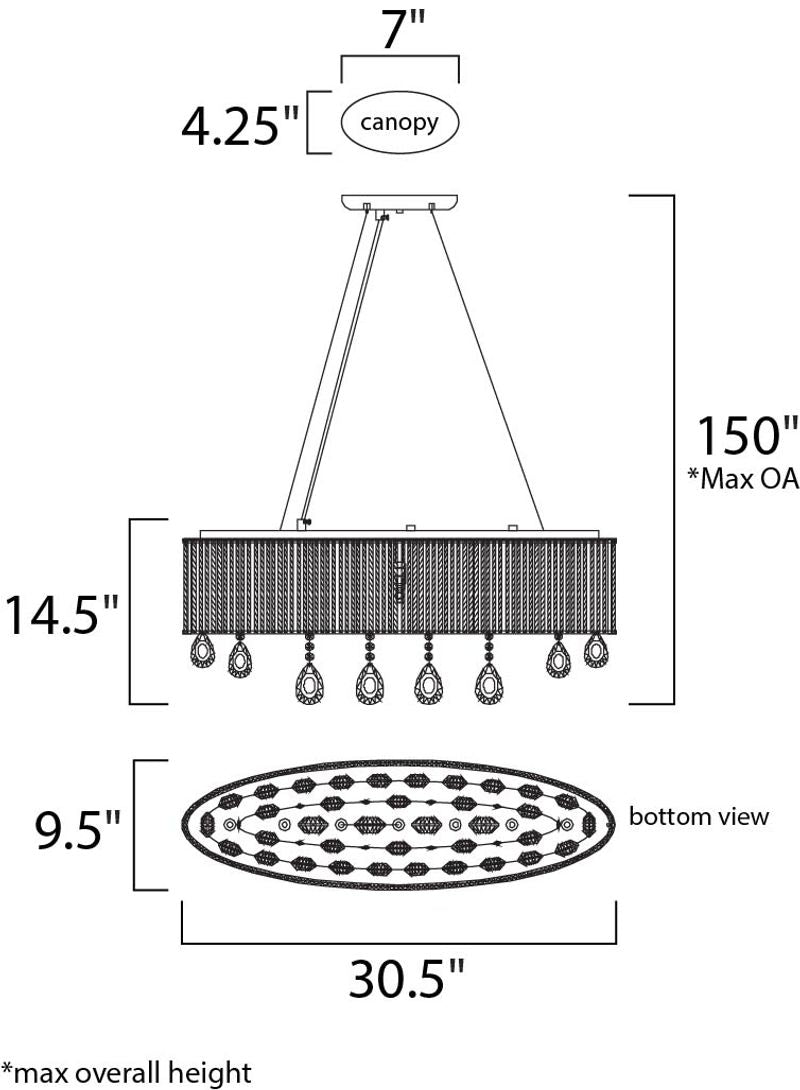 Gala 9.5' 7 Light Chandelier in Polished Chrome