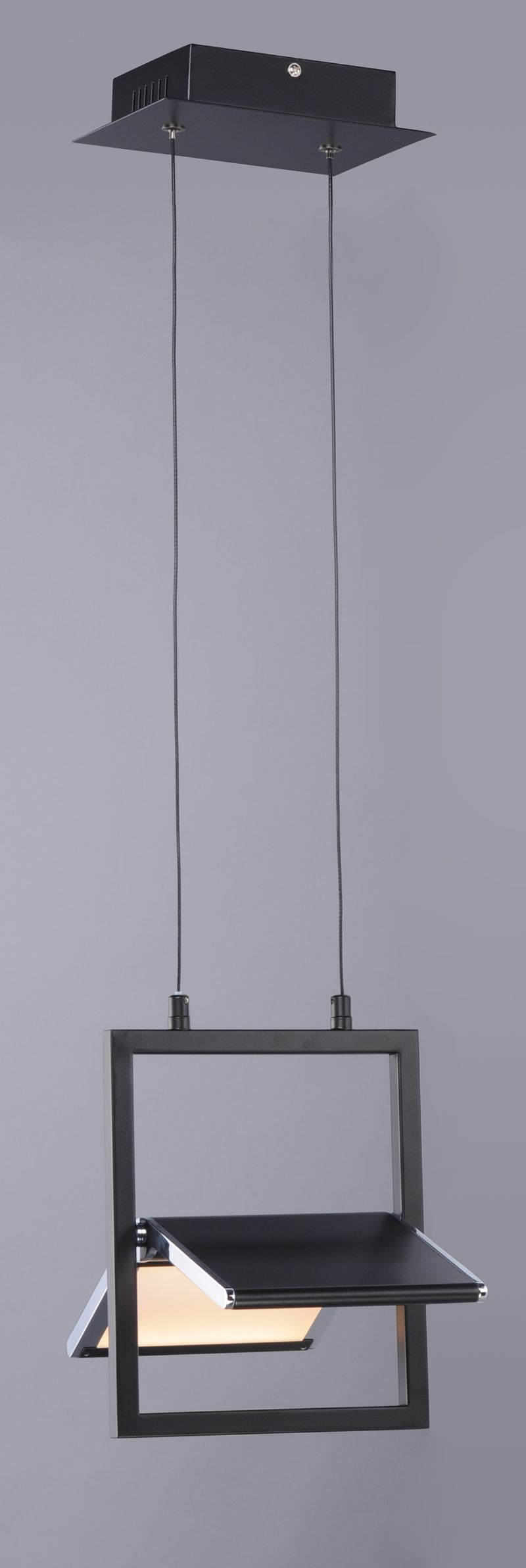 Glider 10.25' Single Light Pendant in Black and Polished Chrome