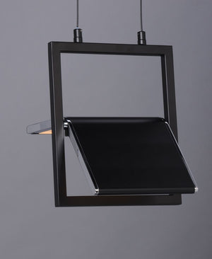 Glider 10.25' Single Light Pendant in Black and Polished Chrome