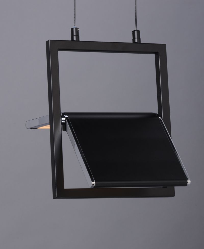 Glider 10.25' Single Light Pendant in Black and Polished Chrome