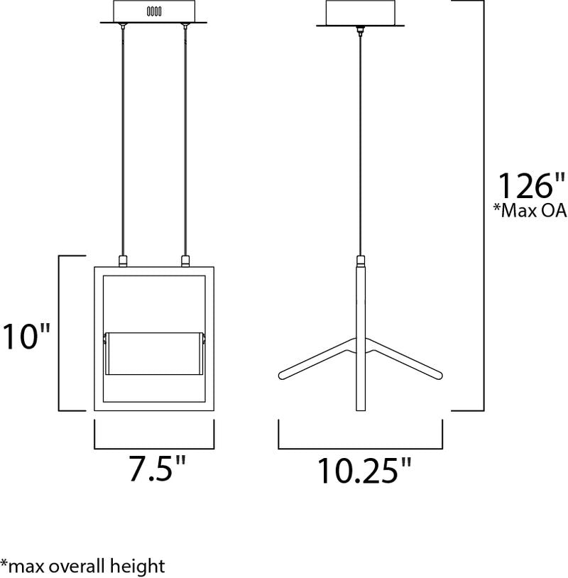 Glider 10.25' Single Light Pendant in Black and Polished Chrome