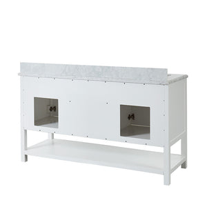 North Harbor White Freestanding Cabinet with Double Basin Integrated Sink and Countertop - Three Drawers (61' x 34.75' x 22')