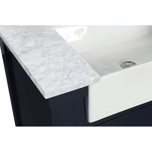 Park Mill Navy Blue Freestanding Cabinet with Double Basin Integrated Sink and Countertop - Two Drawers (61' x 35' x 22')