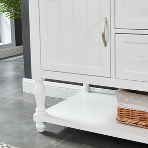 Hartwell Cove Dove White Freestanding Cabinet with Single Basin Integrated Sink and Countertop - Two Drawers (49' x 35' x 22')