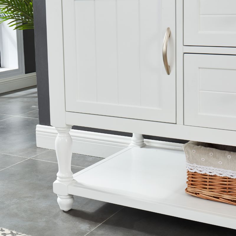 Hartwell Cove Dove White Freestanding Cabinet with Single Basin Integrated Sink and Countertop - Two Drawers (49' x 35' x 22')