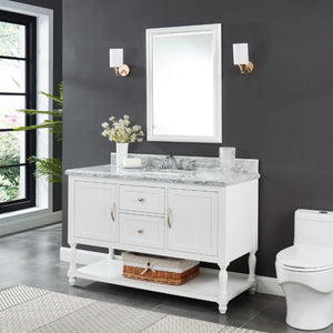 Hartwell Cove Dove White Freestanding Cabinet with Single Basin Integrated Sink and Countertop - Two Drawers (49' x 35' x 22')