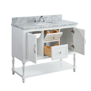 Hartwell Cove Dove White Freestanding Cabinet with Single Basin Integrated Sink and Countertop - Two Drawers (49' x 35' x 22')