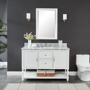 Hartwell Cove Dove White Freestanding Cabinet with Single Basin Integrated Sink and Countertop - Two Drawers (49' x 35' x 22')