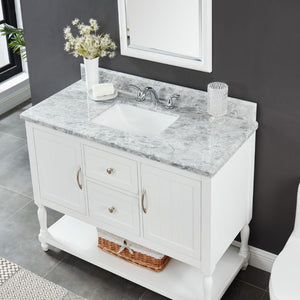 Hartwell Cove Dove White Freestanding Cabinet with Single Basin Integrated Sink and Countertop - Two Drawers (49' x 35' x 22')