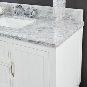 Hartwell Cove Dove White Freestanding Cabinet with Single Basin Integrated Sink and Countertop - Two Drawers (49' x 35' x 22')
