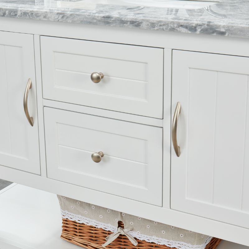 Hartwell Cove Dove White Freestanding Cabinet with Single Basin Integrated Sink and Countertop - Two Drawers (49' x 35' x 22')
