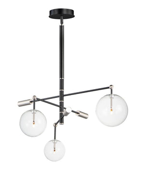 Global 35.5' 3 Light Multi-Light Pendant in Black and Satin Nickel