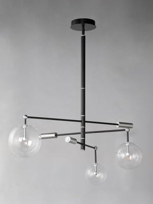 Global 35.5' 3 Light Multi-Light Pendant in Black and Satin Nickel