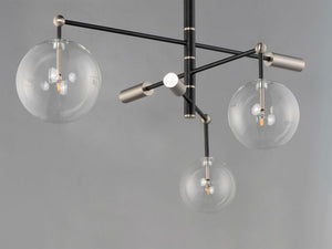 Global 35.5' 3 Light Multi-Light Pendant in Black and Satin Nickel