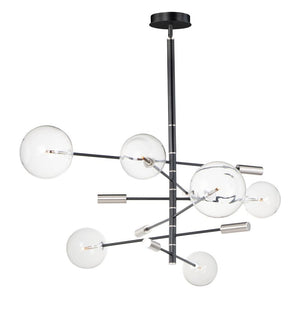 Global 45' 6 Light Multi-Light Pendant in Black and Satin Nickel