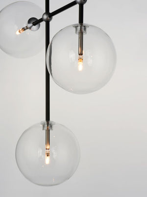 Global 6' 6 Light Multi-Light Pendant in Black and Satin Nickel