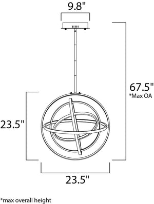 Gyro II 23.5' 5 Light Single Pendant in Polished Chrome