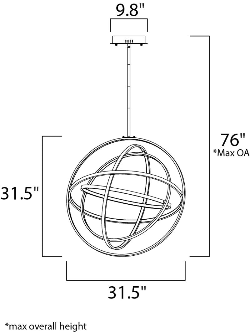 Gyro II 31.5' 5 Light Single Pendant in Polished Chrome