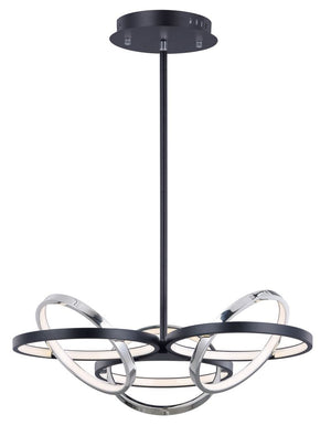 Gyro II 26' 6 Light Single Pendant in Black and Polished Chrome
