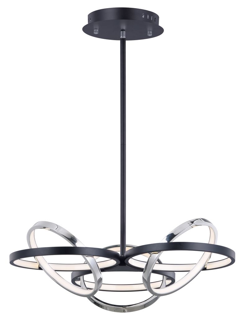 Gyro II 26' 6 Light Single Pendant in Black and Polished Chrome