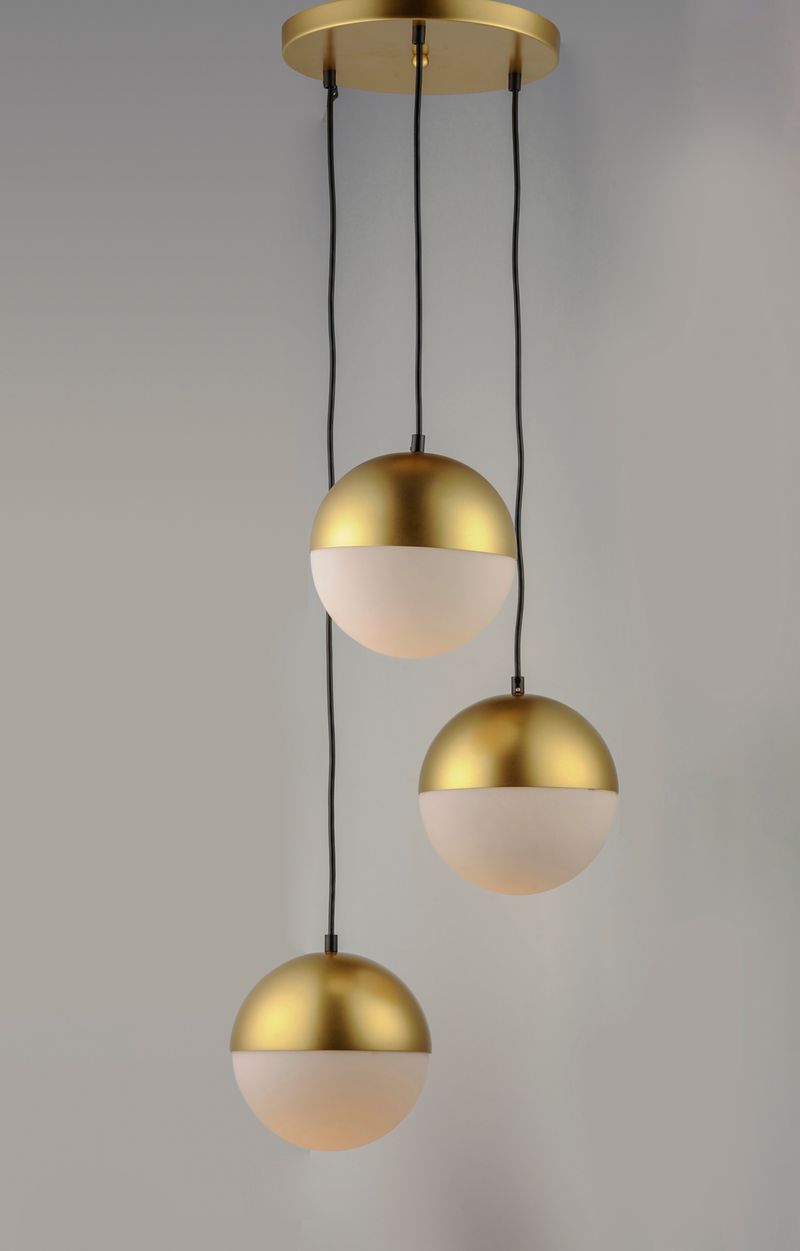 Half Moon 16.5' 3 Light Multi-Light Pendant in Metallic Gold