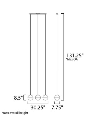 Half Moon 30.25' 3 Light Linear Pendant in Black